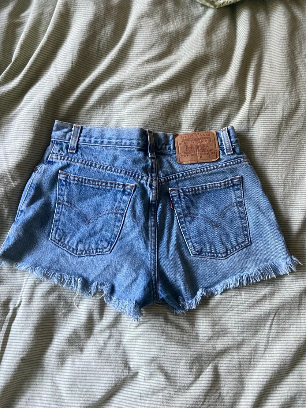 Levi's Light Blue Frayed Hem Denim Shorts